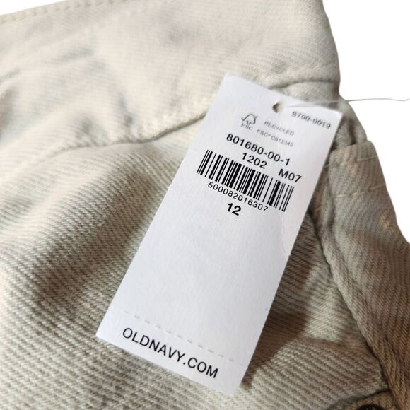 Old Navy High Waisted Slouchy Straight Cropped Jeans Pants Sand Khaki Tan 12 New - Picture 11 of 12